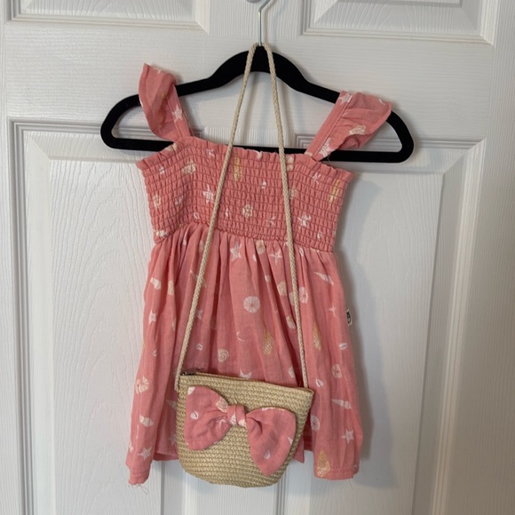 Girls toddler Rabbit Bear organic cotton summer dress with purse 2T - Picture 1 of 8